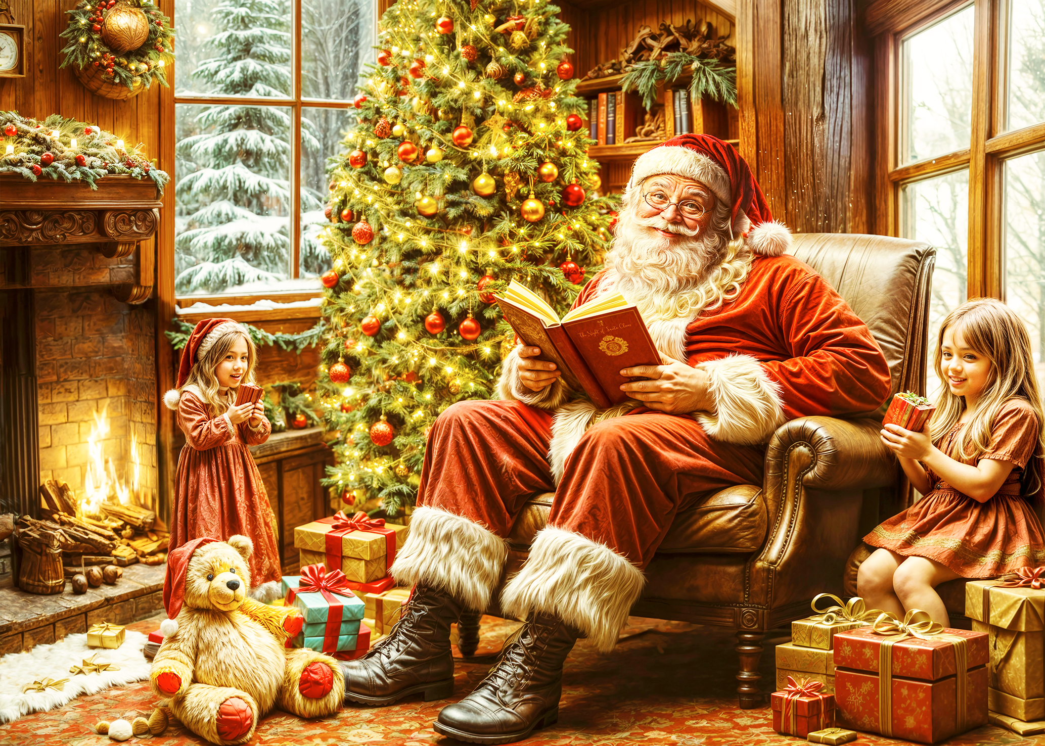 Santa and small children
