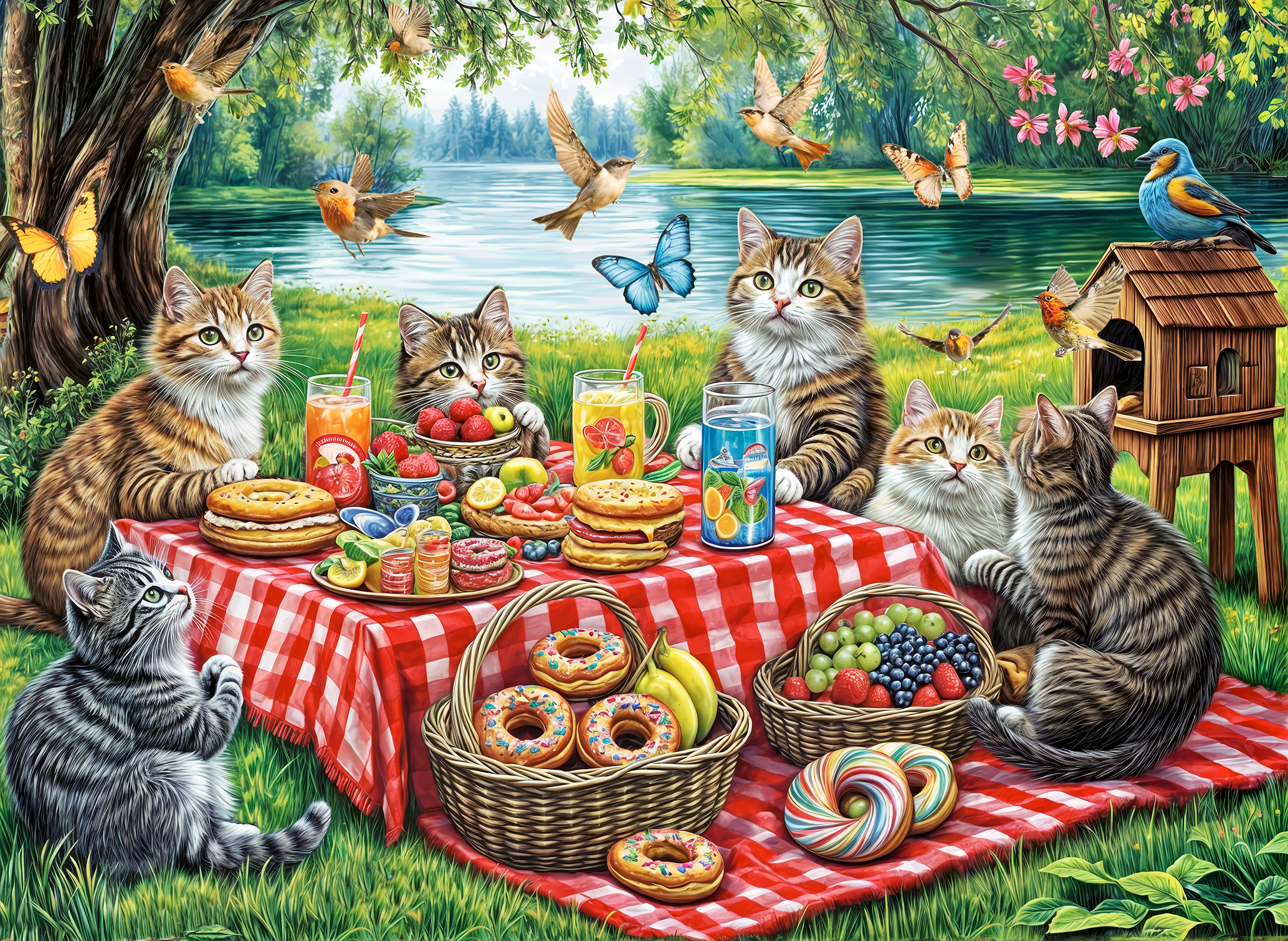 Cats and green place