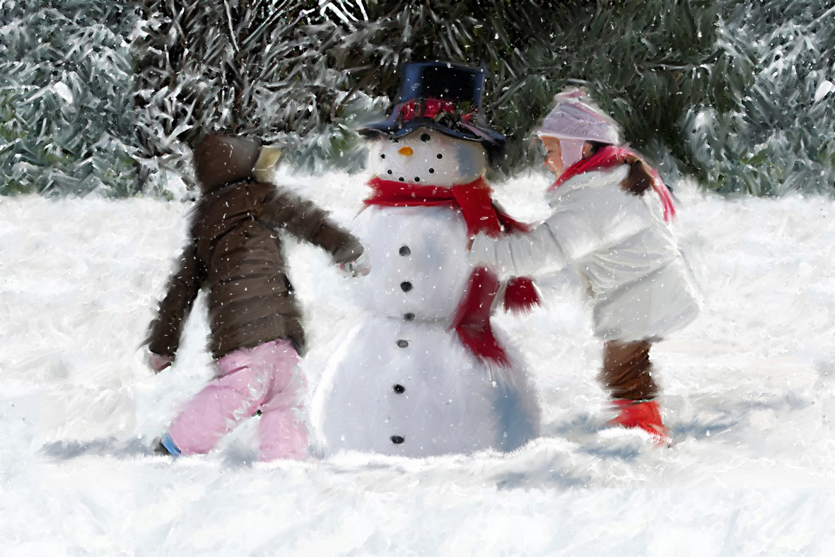 Pupazzo Di Neve E Bambine